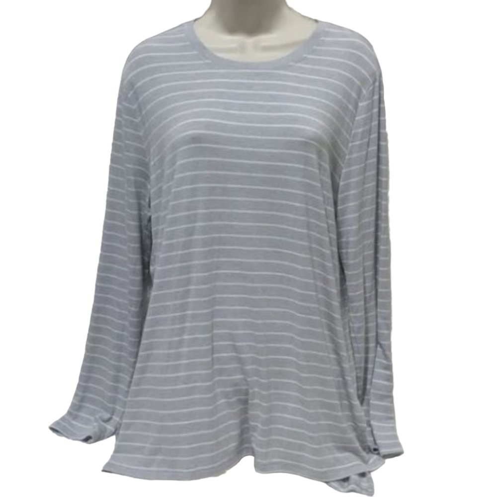 Gray & White Stripped Time and True Long Sleeve Shirt